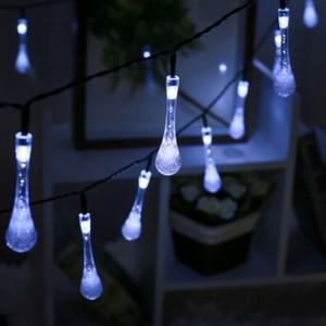 방배비즈 크리스마스소품 태양광 LED 50구 물방울 가랜드 전구(5m) (백색)
