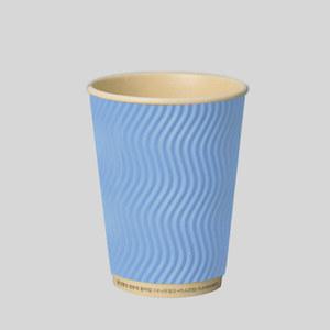 주문제작 친환경 3중 단열 웨이브 종이컵 대나무 PLA 파스텔 스카이 13oz 1박스 500개