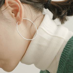 슬림 링귀걸이 925실버 1mm 파이프 빅 링귀걸이 