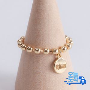 14K 이니셜 코인 볼 체인 금 반지