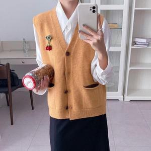 여자 V넥 체리 앵두 울니트 입체 가디건