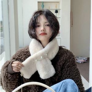 [다잇템] 여자 페이크퍼 코지 FW 진주라인 윈터 목도리