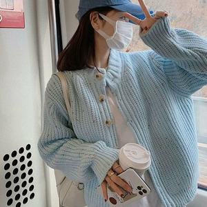 [오노마] ONM 도톰 라운드넥 여성 데일리 긴팔 니트 가디건 아우터