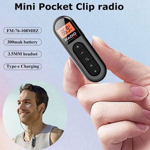크랭크 라디오 재난 피난 등산 레져 백라이트 LCD 디스플레이 미니 소형 포켓 FM 유선 3.5mm 헤드폰 사용하