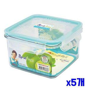 [기타]정사각 BYXSWOFJ 트라이탄 밀폐용기 860ml x5개