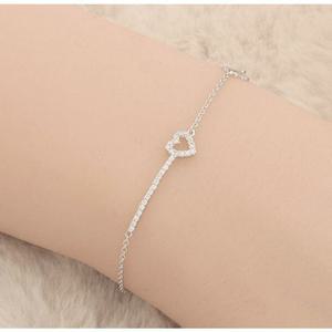 [오노마] ONM (국내제조) HEART 실버 은팔찌(17cm+3cm)