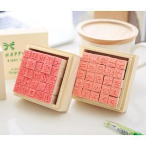 다이어리 꾸미기 미니 원목 25 도장 박스set 문구 1.2cm 하트 러블리 일기