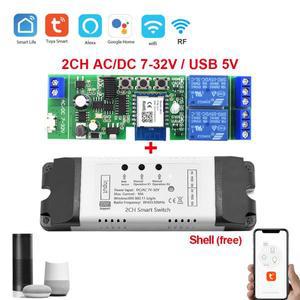 Tuya 스마트 와이파이 모터 스위치 모듈 4CH DC 5V 12V 32V RF433 수신기 원격 제어 인칭 릴레이 알렉사 구