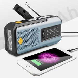 날씨 라디오 긴급 다기능 FM AM WB 핸드 크랭크 태양열 USB 충전 2000mAh 보조배터리 야외 손전등 토치