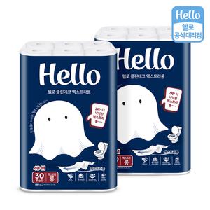 헬로 클린데코 엑스트라롱 2겹 천연펄프 화장지 40m 30롤 2팩 (총60롤)