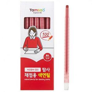 탐사 채점용 색연필 빨강 12p, 12색, 1박스 one option