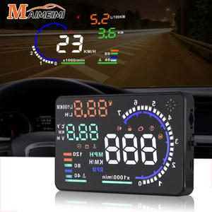 OBD2 HUD 자동차 헤드업 디스플레이 A8 디지털 속도계 앞 유리 속도 프로젝터 과속 수온 RPM 알람 포함