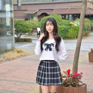 [JHORS5S8_51]교복몰 스쿨룩 인디고 체크 세라복 (긴팔)