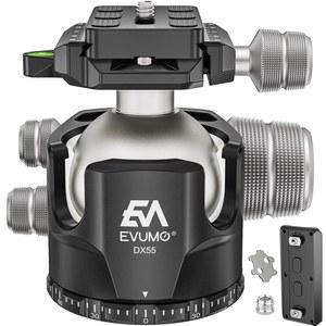 EVUMO DX55 볼 헤드, 55mm 로우 프로파일 헤비 듀티 CNC 파노라마 삼각대 볼 헤드 마운트, 카메라 삼각대 DSLR 캠코더 망원경용 Mlok Arca 스위스 퀵 릴리스 플레이트, 최대 하중 88파운드 /40kg
