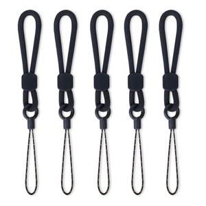 YOUOWO 링 랜야드 블랙 핑거 스트랩 5팩 숏 로프 휴대폰 케이스 열쇠고리 USB 플래시 드라이브 아이팟 ID 카드 배지 호환 카메라