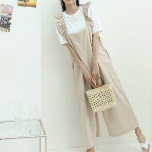 [옷자락]여자 셔링 곱창 린넨 나시 점프수트_P324105070