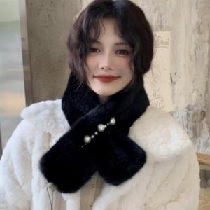 [아트박스]/신상오픈런 진주 쁘띠 한복 무스탕 털목도리 미니머플러