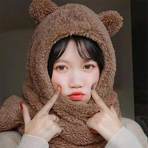 방한 머플러 겨울 브라운 후드 후드 뽀글이 목도리 형목도리 모자