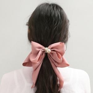 핀 리본삔 자동 진주 핀큰 포인트 헤어핀 헤어핀(핑크) 머리 리본 나비 헤어 핀왕삔