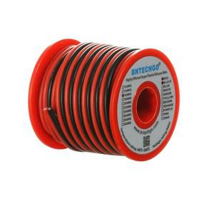 BNTECGO 16 게이지 플렉서블 2 도체 병렬 실리콘 와이어 스풀 레드 블랙 고저항 200 C 600V 단색 LED 스트립 연장 케이블 코드, 모델, 25피트 좌초 주석 구리