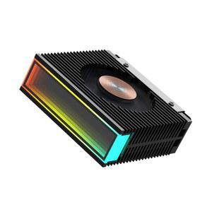 M.2 2280 ARGB 하드 드라이브 방열판 PWM 듀얼 팬 솔리드 스테이트 라디에이터 M2 SSD 냉각 5V 3핀 주소 지정 가능 RGB 동기화 쿨러와 써멀 패드(블랙)
