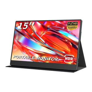 노트북용 AYY 휴대용 모니터 15인치, 컴퓨터용 FHD 1080P USB C HDMI 여행용 외장, PC MAC 휴대폰용 세컨드 디스플레이 HDR IPS 게이밍 익스텐더 PS4/5 XBOX 호환용 스위치, 내장 스피커
