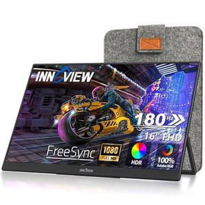INNOVIEW 휴대용 모니터, 16인치 1080P FHD 180HZ 100% SRGB, 슬리브가 있는 게이밍 노트북, 휴대폰, 맥북제품 호환, 태블릿, PS4/5, 스위치, XBOX용 USB C 미니 HDMI 노트북 모니터