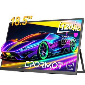 노트북용 EPORMOT 휴대용 모니터 18.5인치 120HZ, FHD 1080P 게임 모니터, VESA 킥스탠드 HDR 스피커, 휴대폰 PC 기기용 USB C 미니 HDMI, 비즈니스용 여행용 세컨드 스크린