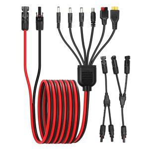 휴대용 발전소 캠핑용 HUQUZN 태양광 패널 연장 케이블 키트, 16AWG 1~6 스플리터 및 14AWG Y-브랜치 평행 커넥터 to XT60 앤더슨 DC7909 DC6530 DC5521 DC35135