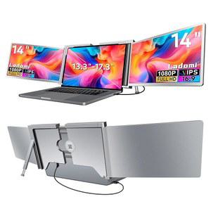 14인치 노트북 화면 확장기 [1 케이블 연결만 가능] [M1 /M2 /M3] [USB A /USB C] FHD 1080P 트리플 포터블 모니터, 윈도우용 듀얼 스크린 MACOS용 13.3인치 17.3인치 노트북용 S400 그레이