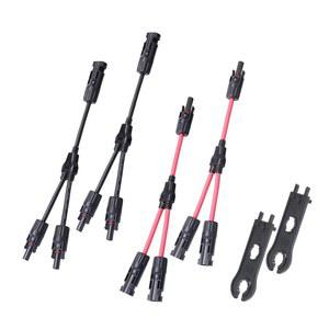 솔라 Y 브랜치 커넥터 40A, 스패너가 있는 커넥터, 패널용 태양광 케이블 병렬 어댑터 와이어 플러그 도구 키트(2*M /FF+2*F /MM+ 2 스패너)