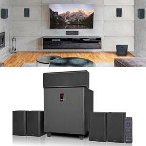 8인치 서브우퍼, 블루투스, USB가 포함된 Rockville HTS820 1500W 5.1 채널 홈 시어터 시스템, 리모컨 및 스피커 마운트 포함 - 영화, 음악, 노래방에 적합