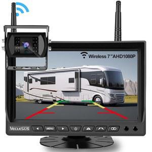 VECLEUS VMW7 무선 백업 카메라 고화질 1080P 7 u201D IPS 모니터 시스템, 고속 안정 전송 및 트럭용 IP69K 방수, 레크리에이션 차량 트레일러, 버스, 하베스터 픽업 모터홈