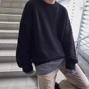 [리빌모아]남자 캐주얼 루즈핏 무지 골지 니트 스웨터 OC-KNA-SWFGNR0O