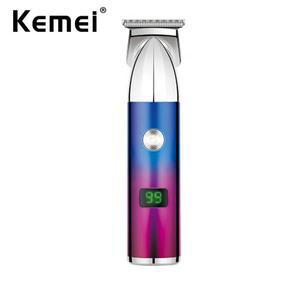 Kemei전문 남성 무선 헤어 바리깡 이발기 0.1mm LED 디스플레이 충전식