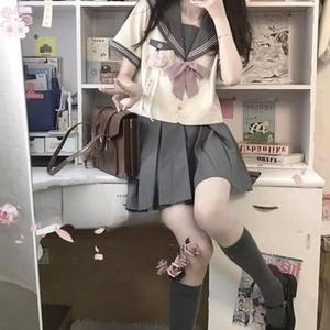 [BZI2LHL2_51IB]그레이 복고 유니폼 세라복 반팔 학생복 교