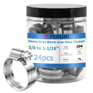 PEROMI 24Pcs 호스 클램프 304 스테인리스 스틸, 5 /8