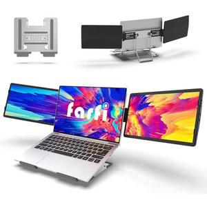 14인치 노트북 화면 확장기 - TFT USB 듀얼 스크린, Mac, PC 및 Chrome용 플러그 앤 플레이용 360 회전식 부착식 휴대용 모니터(스탠드 포함 14.1인치 모니터)