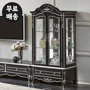 고급 블랙 엔틱 대형 유리 예쁜 명품 3단 장식장
