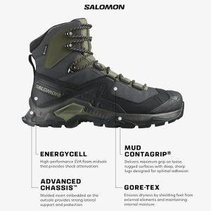 아웃도어 등산화 살로몬 SALOMON FOOTWEAR QUEST ELEMENT GTX 남성 하이킹 슈즈 L41457100 BlackD.Lichen.G