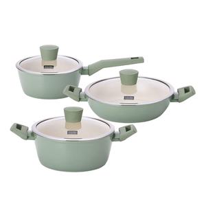 키친플라워 IH 그린애플 냄비3종세트 (편수18cm,1개 + 양수22cm, 1개 + 전골냄비, 24cm, 1개)