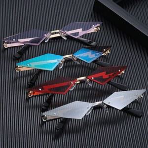다이아몬드 모양 무테 트루 필름 선글라스, gafas UV400 트렌드, 좁은 안경, 스트리트웨어, Okulary 여성 선글라스