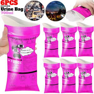 남성용 휴대용 소변 수집기, 야외 휴대용 소변 가방, 여성용 소변기, 캠핑 비상 용이, 700ml, 6 개, 1