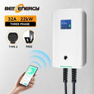 전기차충전기 신제품 전기 자동차 충전 스테이션 32A 3 상 22KW EV 충전기 월 박스 타입 2 케이블 마운트