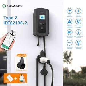 전기차충전기 XUDIANTONG-EV 충전기 타입 2 케이블 32A EVSE 월박스 전기자동차 앱 제어 7KW 11KW 22KW BYD