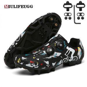 자전거신발 MIULIFEUGG MTB 사이클링 신발 남성 스포츠 자동 잠금 로드 바이크 스니커즈 클리트 레이싱 여