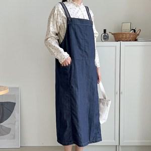 데님 멜빵원피스 에이라인 깅엄체크 봄청치마 블랙진