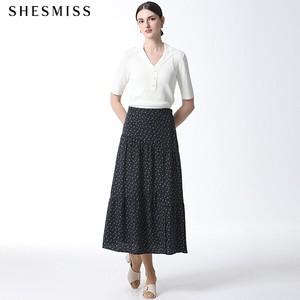 [쉬즈미스(SHESMISS)] 올오버 패턴 사선 티어드 스커트 (택가격: 138000원)
