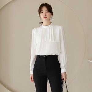 [시크라인] (~XXL까지) 이브쉐 하이넥 플리츠 블라우스 봄 가을 오피스룩 하객룩 모임룩 미시룩 빅사이즈