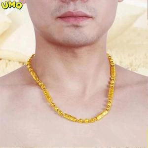 도금 100% 진짜 금 24k 999 목걸이, 남성 도미넌트 개성 패션 쥬얼리 영구 색상, 순수 18K 골드